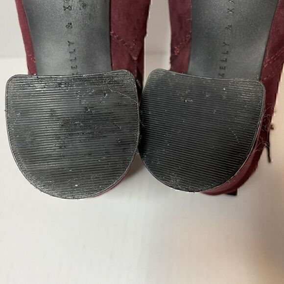 KELLY AND KATIE ANKLE BOOTS BURGUNDY SUEDE NAILHEAD ACCENTS 2.5" HEEL SIZE 6 - Picture 12 of 12